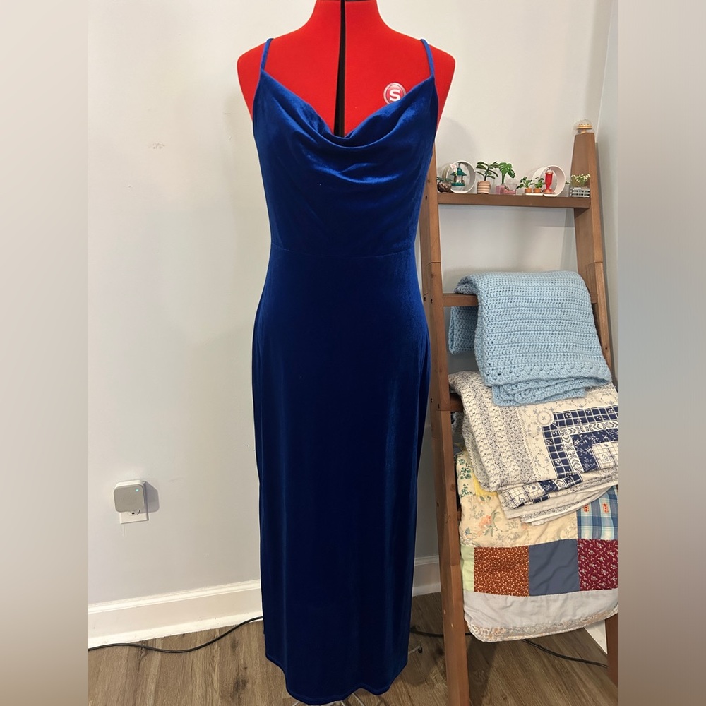 NWT Midi Royal Blue Velvet Dress